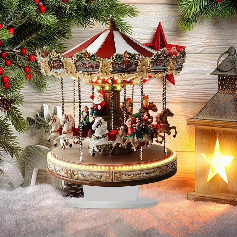 Christmas Carousel Christmas Scene Acrylic 2D Carousel Christmas Village House Christmas Merry Go round Carousel Tabletop
