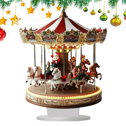 Christmas Carousel Christmas Scene Acrylic 2D Carousel Christmas Village House Christmas Merry Go round Carousel Tabletop