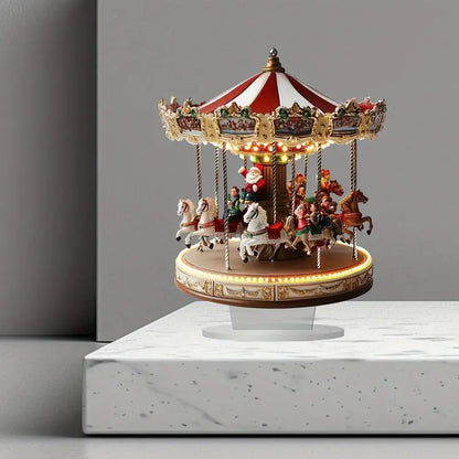 Christmas Carousel Christmas Scene Acrylic 2D Carousel Christmas Village House Christmas Merry Go round Carousel Tabletop
